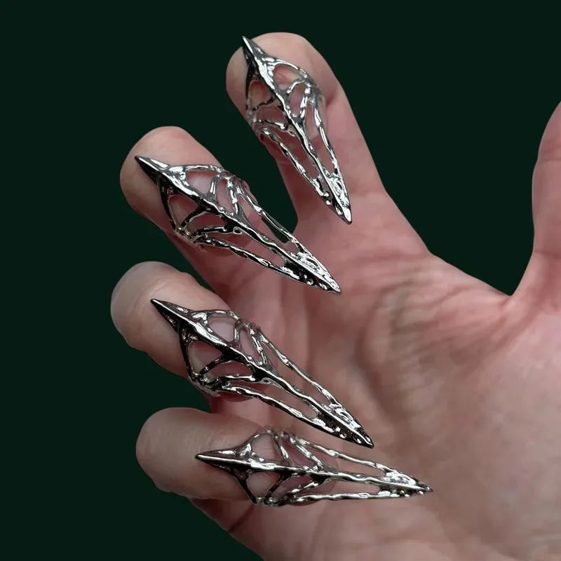 Gothic Rock Machinery Manicure Fingertip Ring Nail Ring Punk Metal Jewelry Accessories for Women Men Party Gifts for Girlfriends