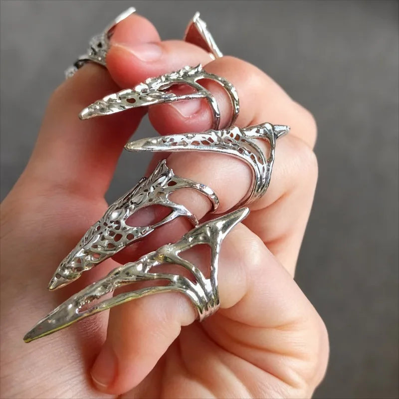 Gothic Rock Machinery Manicure Fingertip Ring Nail Ring Punk Metal Jewelry Accessories for Women Men Party Gifts for Girlfriends
