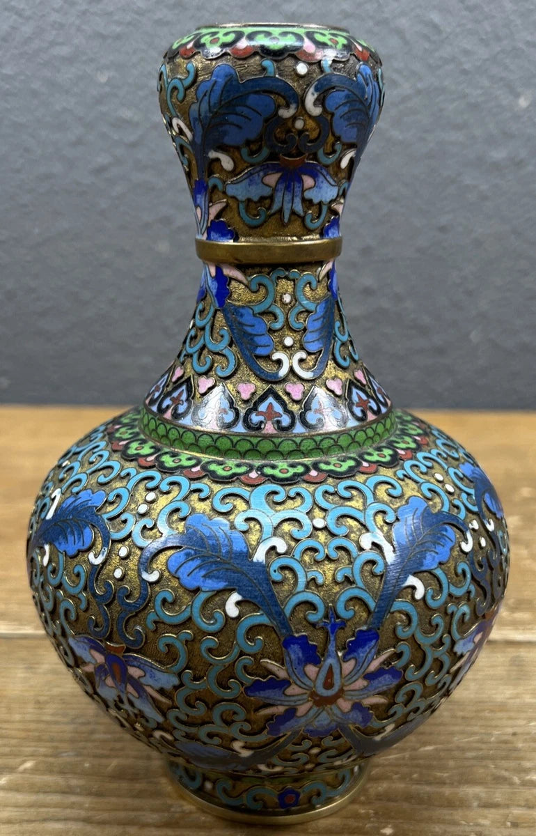 Antique Champleve Cloisonne Orchid Vase 7.25 In Top Missing|126282374267