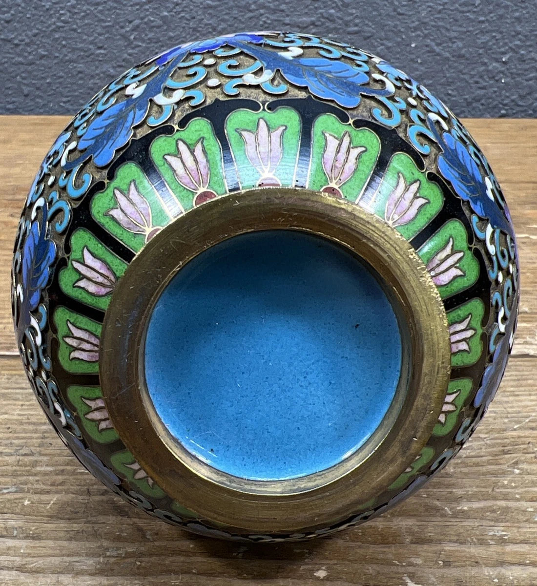 Antique Champleve Cloisonne Orchid Vase 7.25 In Top Missing|126282374267