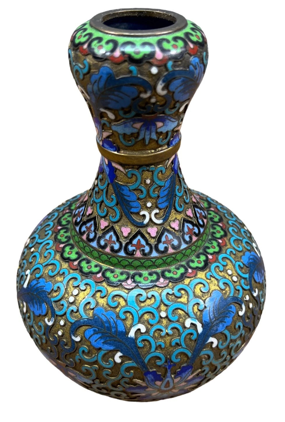 Antique Champleve Cloisonne Orchid Vase 7.25 In Top Missing|126282374267